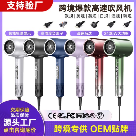 新品跨境吹风机大风力静音负离子不伤发家用大功率电吹风筒代发