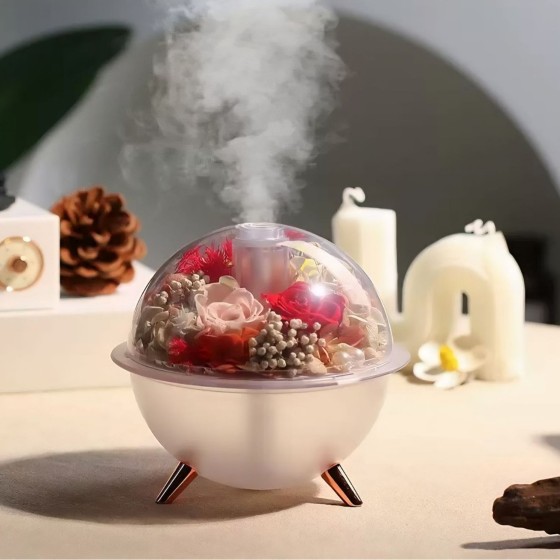 2026永生花加湿器氛围灯补水仪微景观加湿器 创意插花DIY节日礼品