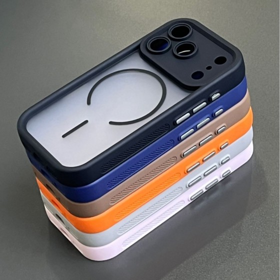 适用iPhone17ProM手机壳16二合一磁吸苹果15电镀按键PC散热手机套