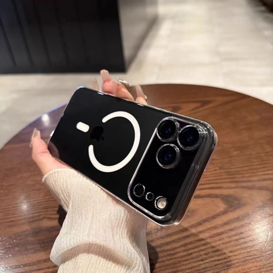 适用iPhone17PROMAX手机壳高清带镜头膜透明PC磁吸苹果16防摔15硬