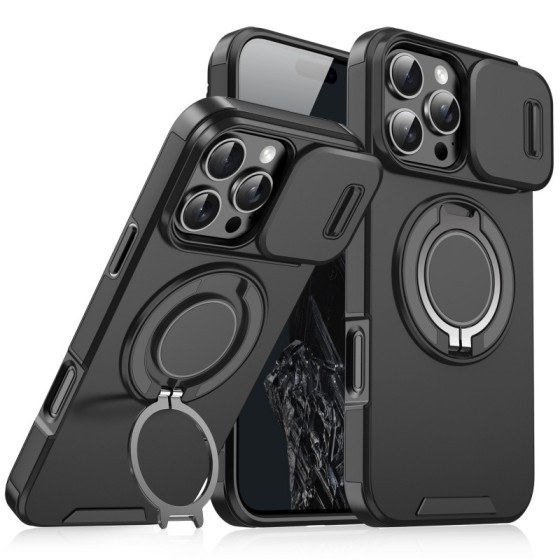 适用苹果17手机壳领客360磁吸支架推窗镜头盖防摔保护套iPhone16