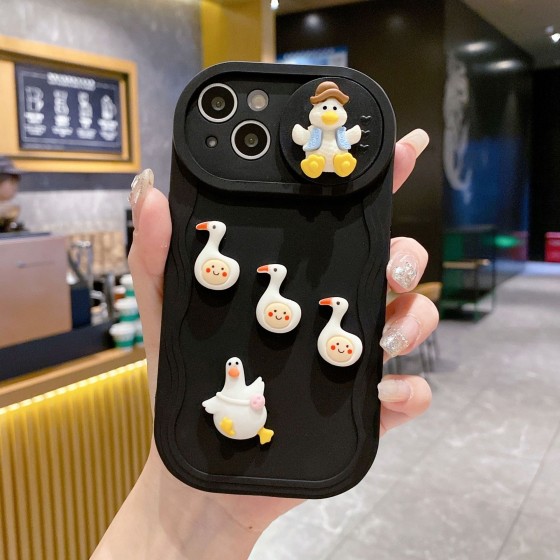 波浪推窗适用iPhone15PRO手机推拉窗diy鸭子软壳苹果16保护套13xr