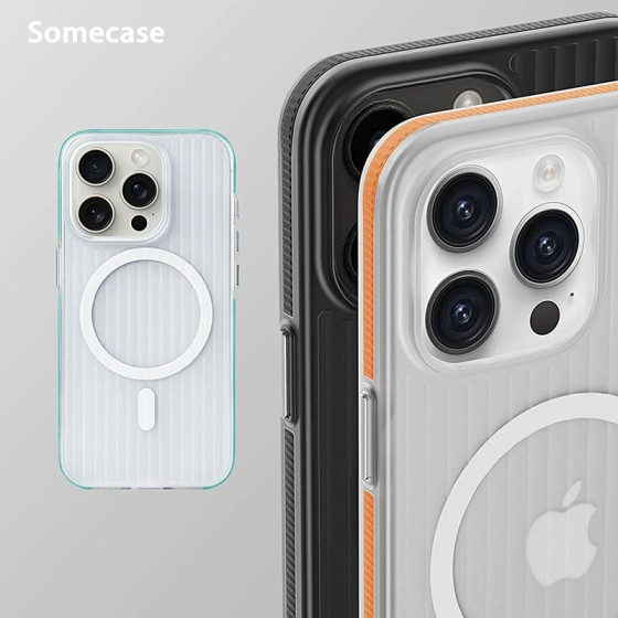 适用iPhone17ProMax磁吸手机壳瓦楞肤感磨砂苹果16全包防摔保护套
