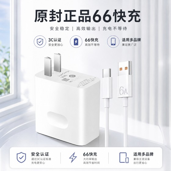 120超级快充充电器 适用华为手机充电头安卓快充头6A数据线typec