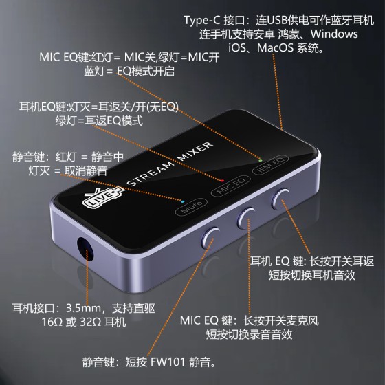 2025新款游戏转接头7.1声卡空间音效监听直播录音type-c转换器