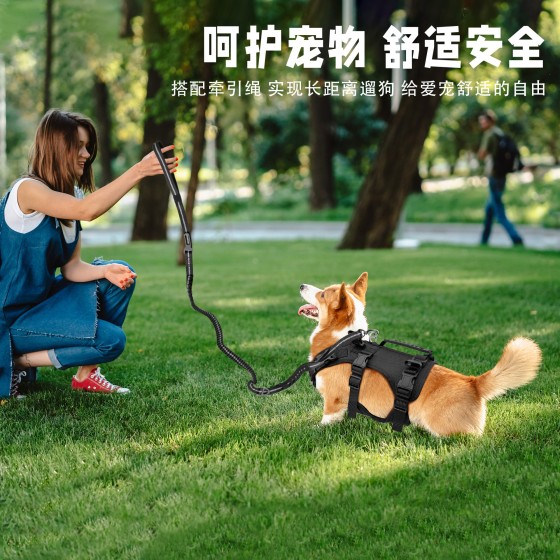 跨境款狗狗黑色胸背带老年犬牵引大型犬辅助胸背老年犬辅助胸背