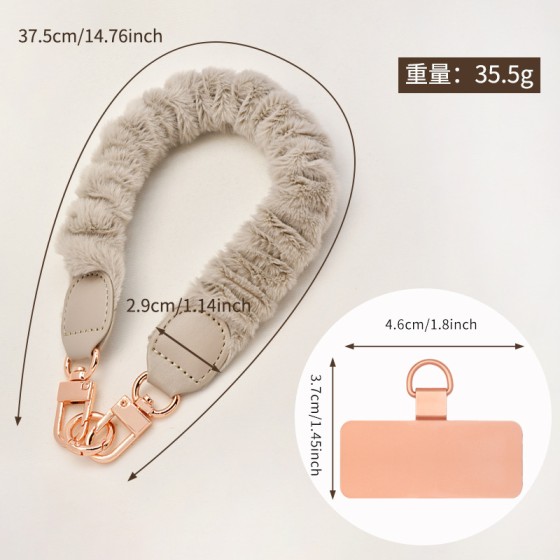 跨境毛绒手机挂绳手机链条高级感手机挂链防丢手机挂件挂绳手机绳