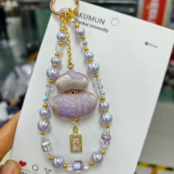高级手工国风宋锦钥匙扣招财猫手机链水晶挂件包包挂饰挂绳福禄