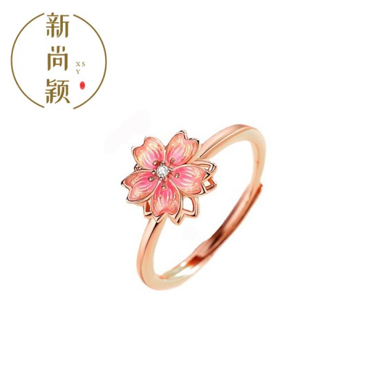三生三世十里桃花会转动戒指女小众设计食指环生日礼物送女友新款