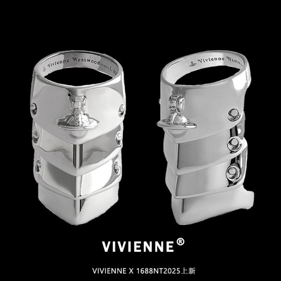Vivienne盔甲戒指西太后NANA同款土星中古标盔甲关节戒薇薇安多层