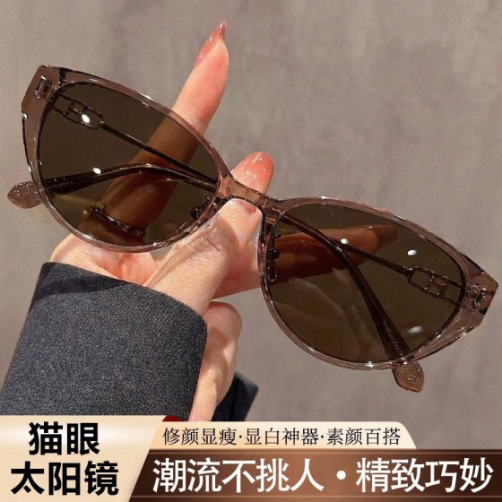 2026时尚猫眼冷茶墨镜防晒高级感潮流太阳镜跨境百搭男复古眼镜F