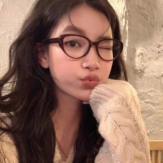 新款复古猫眼黑框平光镜防蓝光小脸素颜女眼镜框