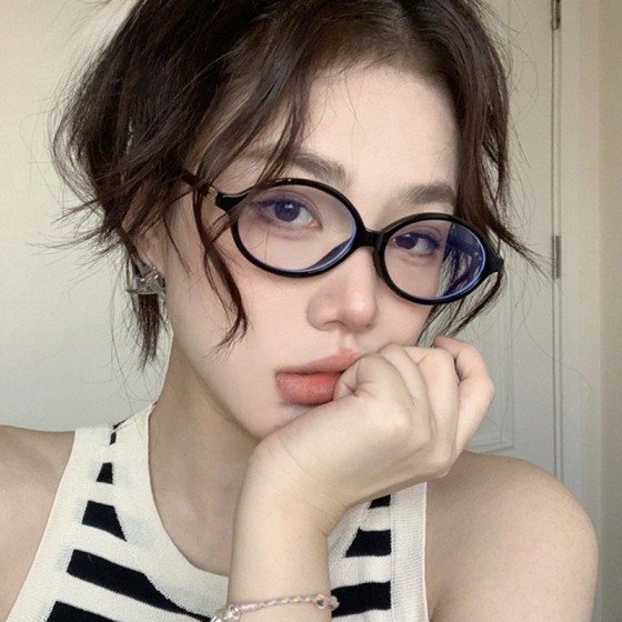 网红爆款豹纹椭圆框架防蓝光平光眼镜素颜显瘦眼镜框女款