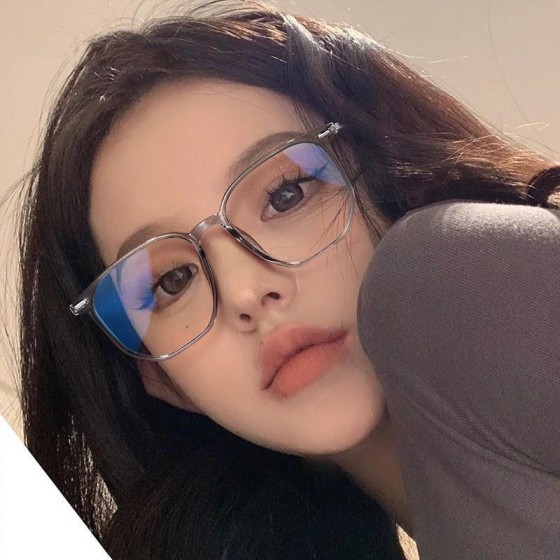 新款素颜大框眼镜女防蓝光平光镜男圆脸显瘦