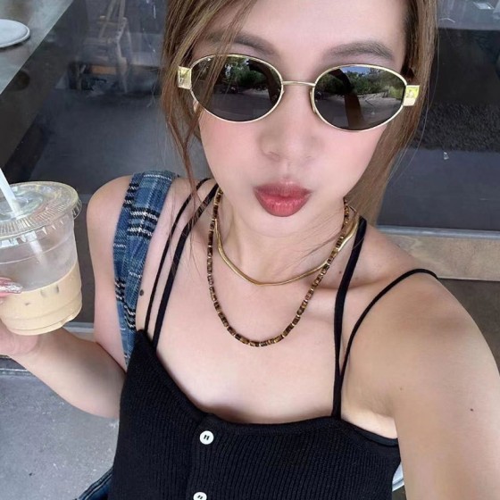 墨镜时尚椭圆太阳镜欧美潮流街拍2026新款韩版ins拍照女太阳眼镜 （含认证）