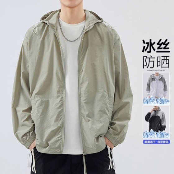 户外冰丝轻薄款连帽防晒衣男女士钓鱼外套夏季防紫外线透气防晒服