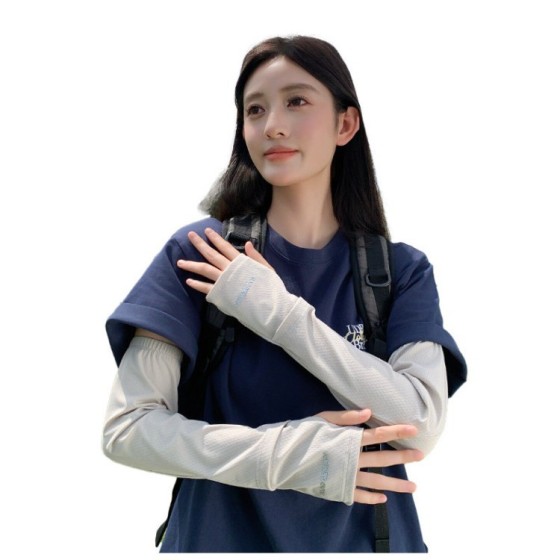 防晒手套女款夏季冰丝开车骑行登山徒步运动冰袖透气长款护臂袖套