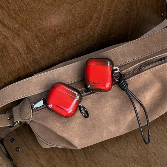 小众ins黑红渐变适用airpods4代保护套二代3代pro2苹果蓝牙耳机壳