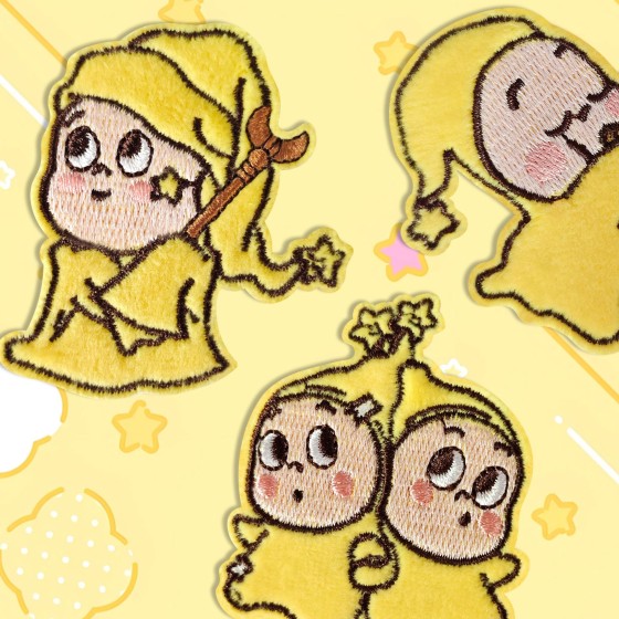 新款卡通星星人刘海贴发卷带魔术贴刺绣布贴可爱头发夏天固定