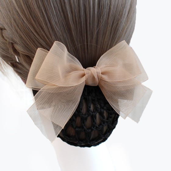 职业头花发夹护士盘发网兜发网韩国格子绢纱蝴蝶结头饰品2025新