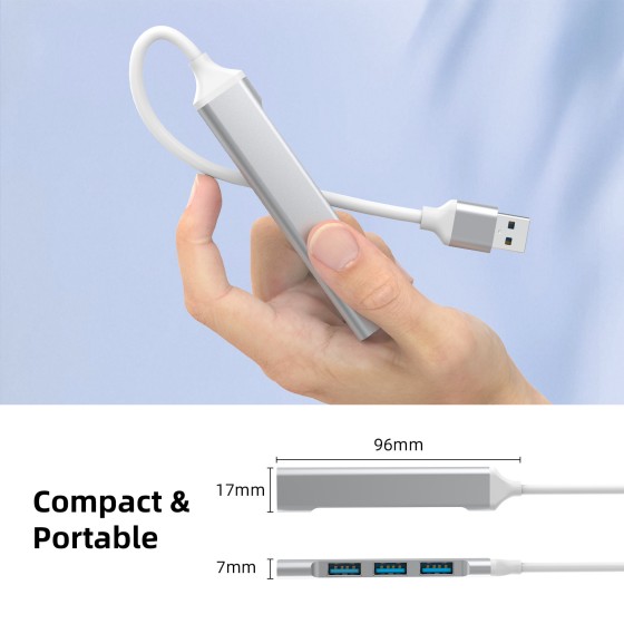 USB3.0一拖四拓展坞手机电脑游戏机USB HUB连U盘鼠键打印机集线器