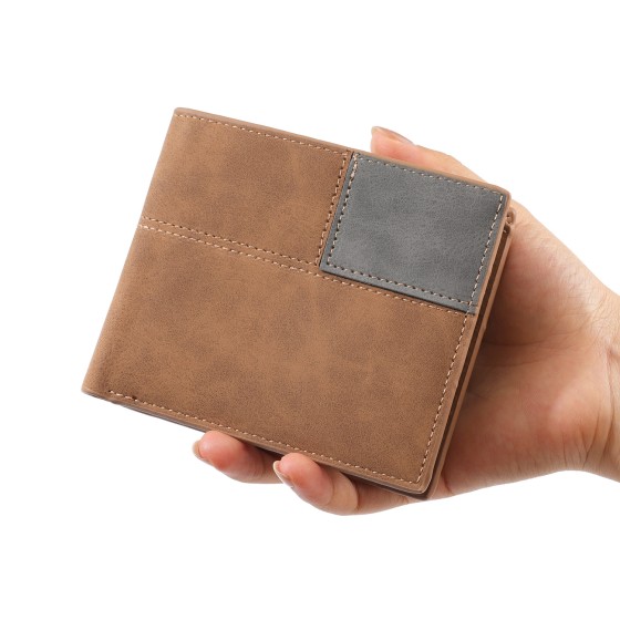 跨境钱包男款高级感男士短款磨砂复古多卡位拉链零钱袋钱夹wallet
