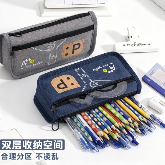 韩版牛仔风笔袋儿童男孩子初中小学生帆布收纳文具袋铅笔盒袋批发