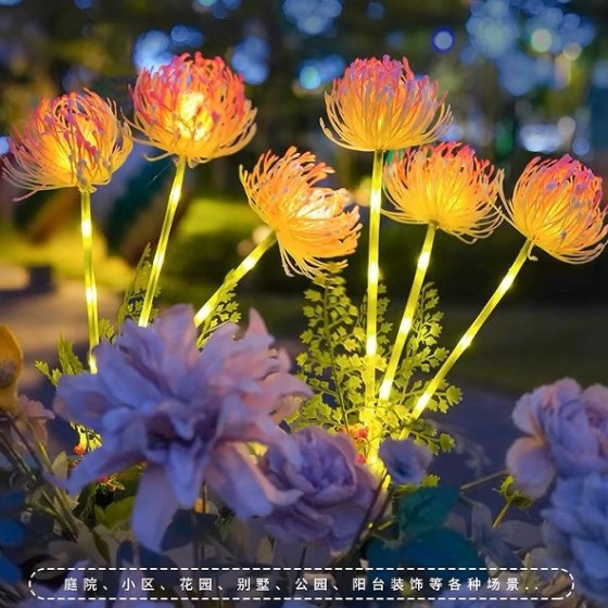 跨境太阳能彼岸花地插灯户外防水圣诞装饰灯草坪庭院氛围仿真花灯