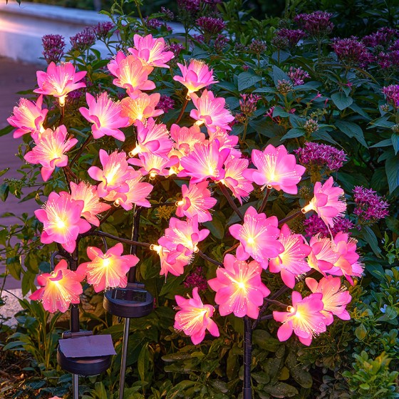 太阳能庭院地插灯仿真花灯户外萤火虫防水花园草坪LED光纤花灯