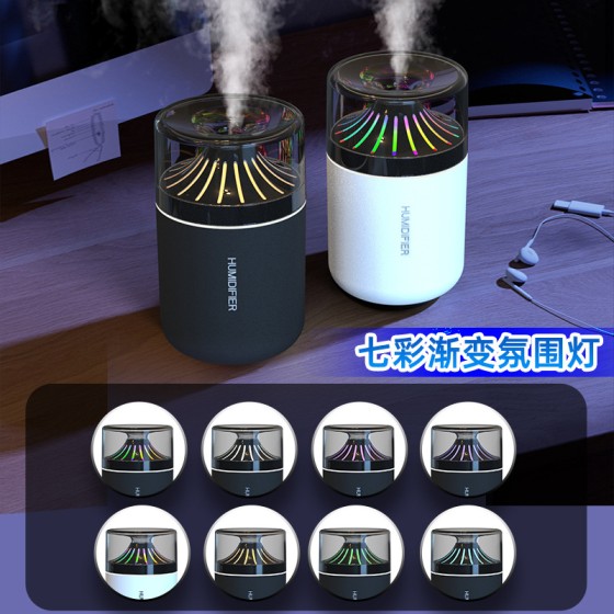2025迷你加湿器车载usb家用多功能静音小型雾化喷雾机跨境氛围灯