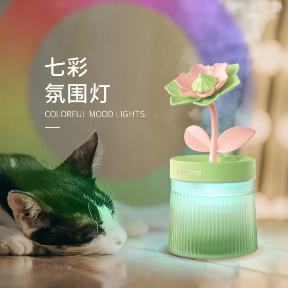 花朵空气加湿器小型喷雾补水家用卧室桌面便携车载USB香薰机跨境