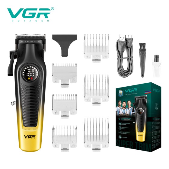 VGR196跨境外贸新款理发器店美发专用数显充电推剪发廊油头电推子